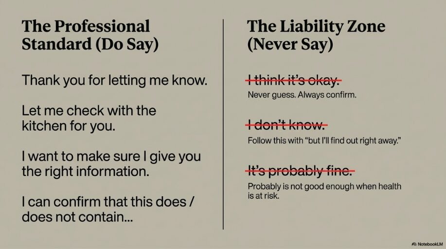 useful food allergy phrases