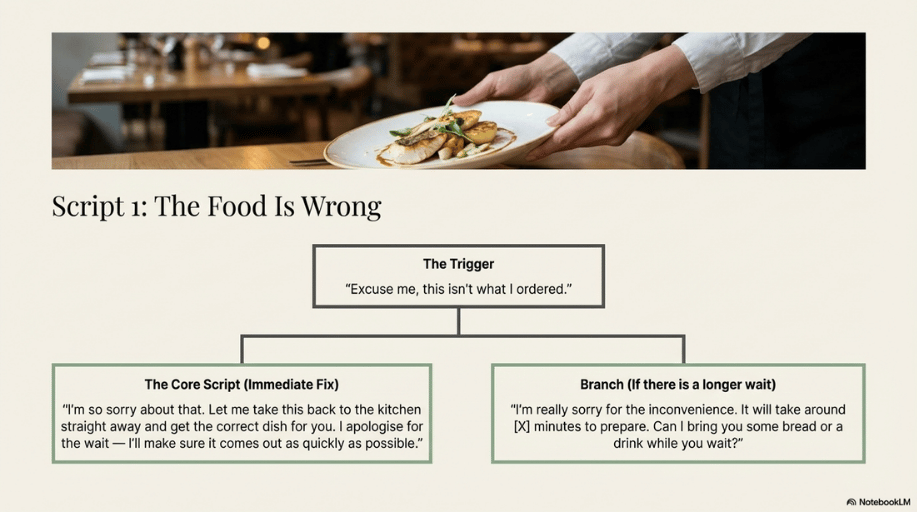 guest says the food is wrong